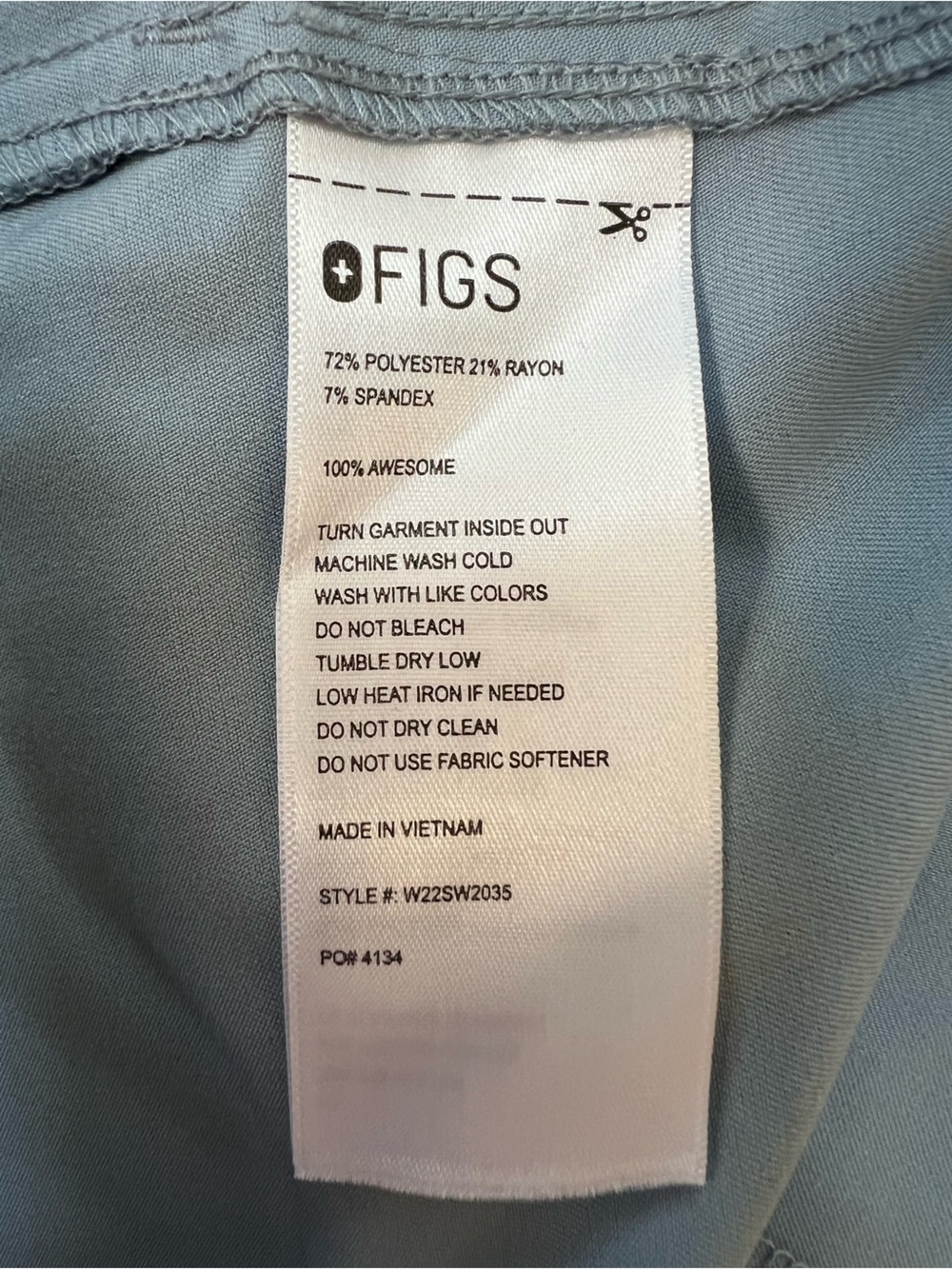 FIGS Rafaela Jogger High Rise Scrub Jumpsuit Light Blue Gray (PO: #4134), size M - Picture 8 of 9